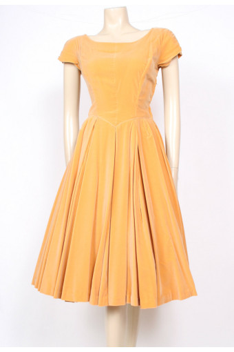 Mustard Velvet 50's Dress