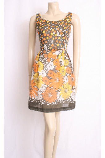 60's Yellow Flower Dress