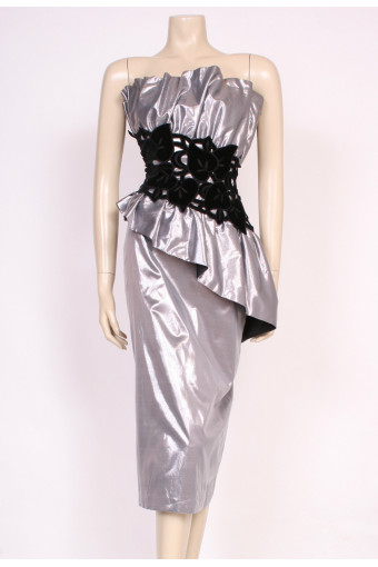 Silver Velvet Glamour Dress