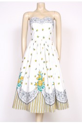 50's Blanes strapless print dress