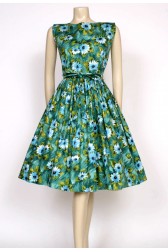 Green floral 50's dress