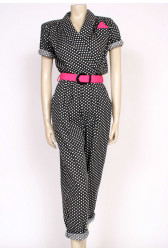 1980's polkadot jump suit
