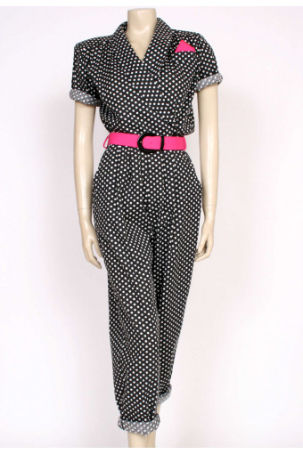 1980's polkadot jump suit